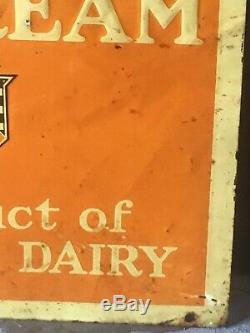 Vintage FROJOY ICE CREAM Advertising Sign National Dairy Tin Farm Barn MAINE