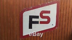 Vintage FS Farm Service Farmer Owned Tin Metal Sign BIG