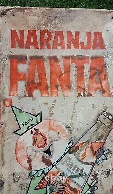 Vintage Fanta Advertisement Litho Tin Sign original 1965 Argentine Coca Cola