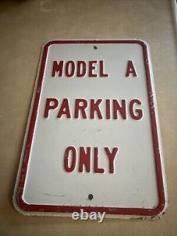 Vintage Ford Model A Parking Only Tin Metal Sign 18 x 12 dated 1990