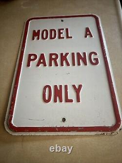 Vintage Ford Model A Parking Only Tin Metal Sign 18 x 12 dated 1990