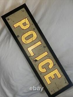 Vintage Framed Metal POLICE Sign station car tin signage