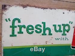 Vintage Fresh Up With 7Up Sign Dated 1962 Stout Sign Co painted tin original