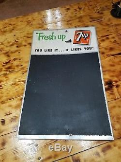 Vintage Fresh Up With 7 Up Metal Tin Chalkboard Soda Sign 23.5 14.5Nice