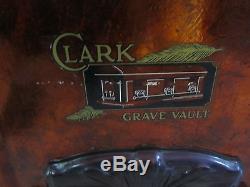 Vintage Funeral Casket Tin Sign Advertising Display Sample Clark Grave Vault