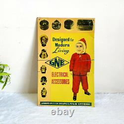 Vintage GNE Electrical Accessories Advertising Tin Sign Board Decorative Rare