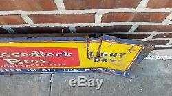 Vintage GRIESEDIECK BEER Old 42 x 14 inch Embossed Tin Sign Rare