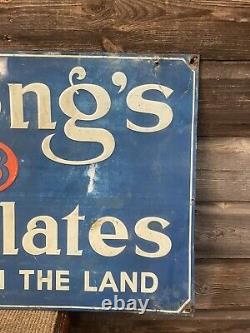 Vintage Ganong's Chocolates Advertising Sign Tin Embossed Sign