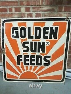 Vintage Golden Sun Feed Feeds Farm Tin Sign Agriculture Advertising