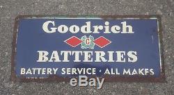 Vintage Goodrich Batteries Metal Sign Tires Gas Oil Garage Battery Service Tin