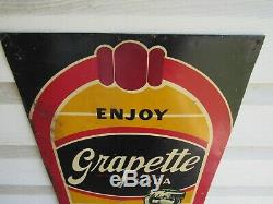 Vintage Grapette Soda Tin Bottle Sign 39 X 13 Rare
