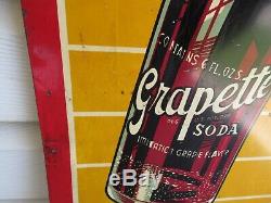 Vintage Grapette Soda Tin Bottle Sign 39 X 13 Rare