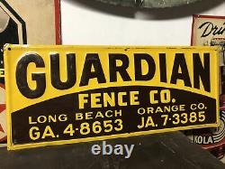 Vintage Guardian Tin Metal Sign Long Beach Orange Co. 1963 24x10