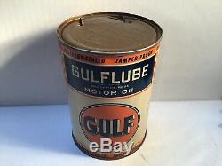 Vintage Gulflube Oil Quart Can Metal Gas Rare Handy Sign Tin Sinclair Oilzum GM