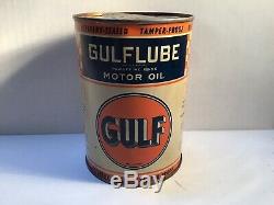 Vintage Gulflube Oil Quart Can Metal Gas Rare Handy Sign Tin Sinclair Oilzum GM