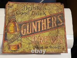 Vintage Gunther's BREWS PROHIBITION TIN SIGN 11.5×9 3/4