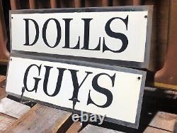 Vintage Guys & Dolls Tin Tacker Signs 2 Pieces