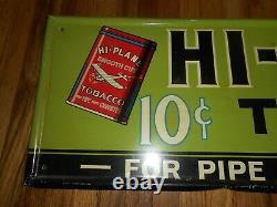 Vintage HI-PLANE 10c Tobacco Pipe & Cigarettes Tin Advertising Sign w Airplane