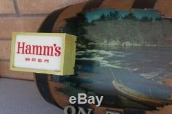 Vintage Hamm's Beer On Tap Outdoor Water Scene Keg Barrel Bar LightTinSign
