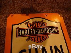 Vintage Harley Davidson Motor Cycle Chain Saver Lubricant Tin Sign