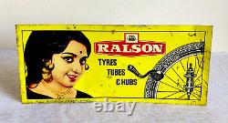 Vintage Hema Malini Actress Graphics Ralson Tyres Tubes & Hubs Tin Sign TS143