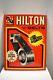 Vintage Hilton V-belt Sign Board Tin Advertising Litho Colorful Collectibles