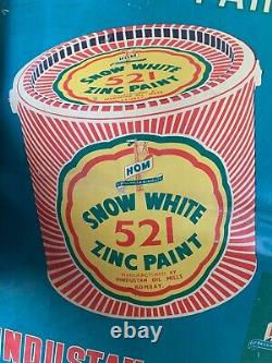 Vintage Hindustan Oil Mills Snow White 521 Zinc Paint Adv. Tin Sign Board Framed