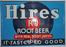 Vintage Hires Root Beer metal tin embossed advertising Vintage Sign