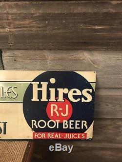 Vintage Hires Rootbeer Sign Tin Tacker Advertising Hires Rootbeer