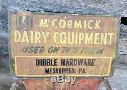 Vintage IH McCormick Dairy Equipment Tin Sign Dibble Hardware Meshoppen PA