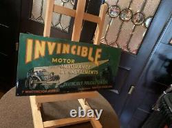 Vintage INVINCIBLE INSURANCE 20 Tin Advertising Sign WATCH VIDEO