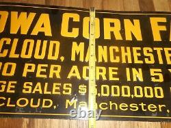 Vintage IOWA SEED CORN FARMS Tin Tacker Advertising Sign Manchester IA
