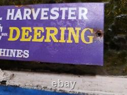 Vintage International Harvester Sign Farm Machines Sales Shop Tin Metal Oil Gas