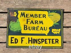Vintage Iowa Farm Bureau Member AFBF Metal Tin Sign 10x 14