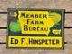 Vintage Iowa Farm Bureau Member Afbf Metal Tin Sign 10x 14