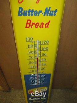 Vintage JAEGER'S BUTTER-NUT Bread Tin Non Porcelain Thermometer SignRARE! 40's