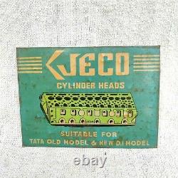 Vintage Jeco Cylinder Heads Graphics Automobile Tin Sign Board Rare Advertising