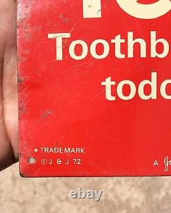 Vintage Johnson & Johnson Take A Tek Toothbrush Today Advertising Tin Sign Board