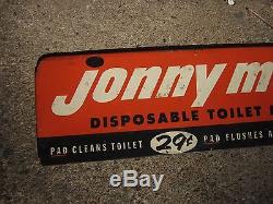Vintage Jonny Mop Store Display Tin Sign Rare Toilet Sink Commode Bathtub Loo Wc