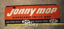 Vintage Jonny Mop Store Display Tin Sign Rare Toilet Sink Commode Bathtub Loo Wc