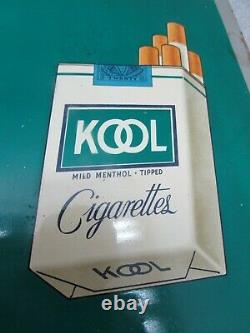 Vintage KOOL Cigarette Advertising Embossed Tin Tacker Sign Penguin Reg 1606