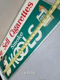 Vintage KOOL Cigarette Advertising Embossed Tin Tacker Sign Penguin Reg 1606