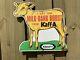 Vintage Kraft Sign Kaffa Milk Boost Dairy Farm Cow Gas Oil Tin Tacker Advertisin