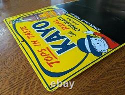 Vintage Kayo Chocolate Drink Tops in Taste Menu Chalkboard Tin Litho Sign 27x13