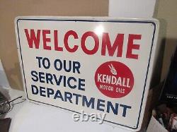 Vintage Kendall Motor Oils Tin Sign WELCOME TO OUR SERVICE DEPARTMENT