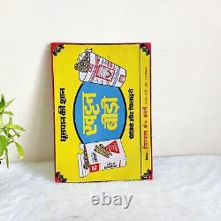 Vintage Khattan Bidi Handmade Export Cigarette Advertising Tin Sign Board S20