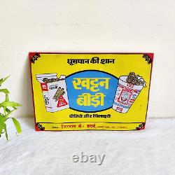 Vintage Khattan Bidi Handmade Export Cigarette Advertising Tin Sign Board S23