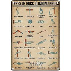 Vintage Knowledge Metal Poster Types Of Rock Climbing Knots Metal Tin Sign
