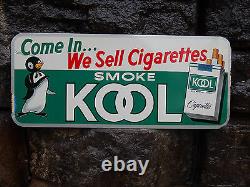 Vintage Kool Cigarettes Store Advertising Embossed Metal Tin Sign Tobacciana