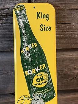 Vintage Korker Soda Advertising Sign Palm Press Tin Sign